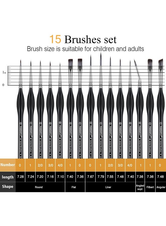 باندافلاي مجموعة فرش الرسم التفصيلية من باندافلاي، 15 فرشاة صغيرة للرسم التفصيلي والفني - أكريليك، زيت، ألوان مائية، ورسم حسب الرقم، نماذج، وجه، أظافر، حرف يدوية، لعبة وارهامر 40 ك - Image 3