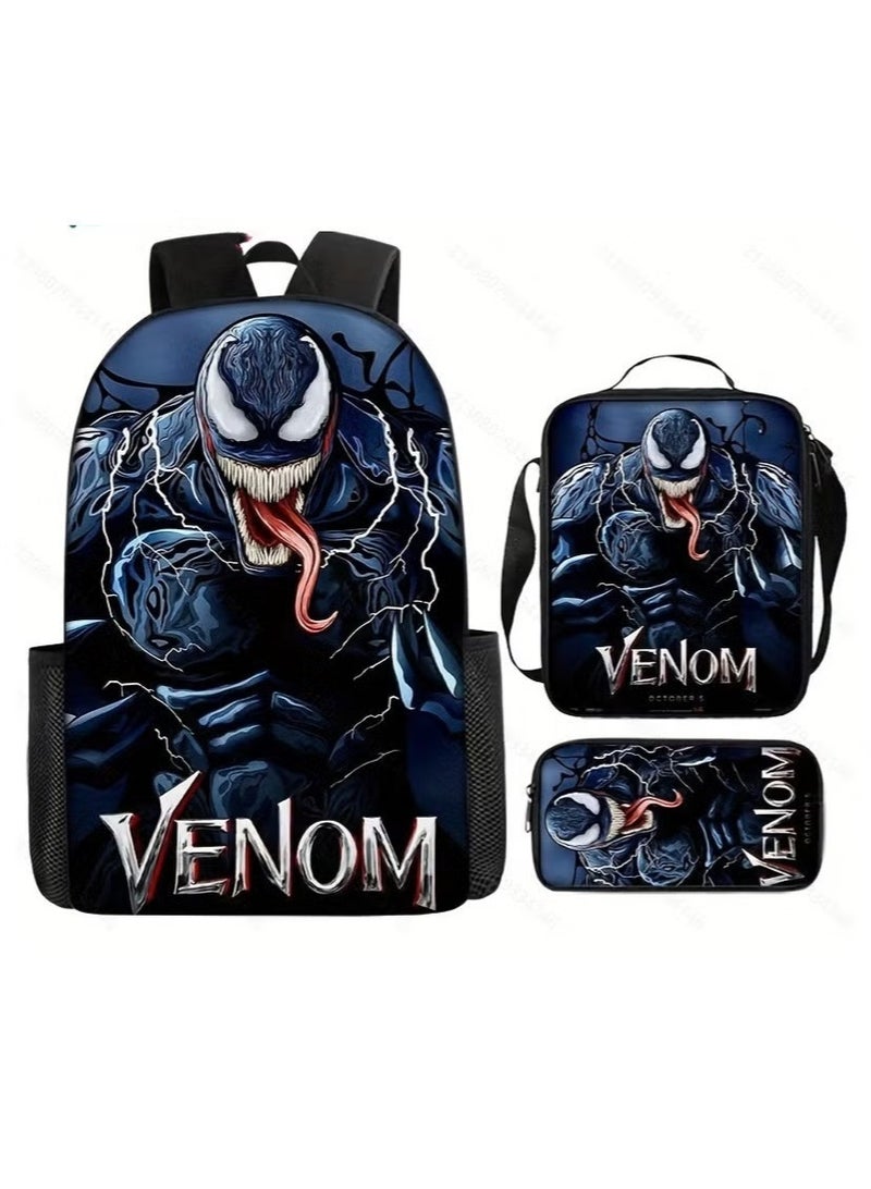 Venom Cartoon Student Backpack Three-Piece Set 29*16*42 cm - Image 1