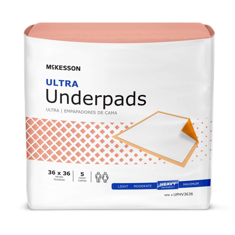 McKesson Underpads Disposable Bed Pads 36 x 36 100 Count Heavy Absorbency Ultra Incontinence Chux Pads for Adults Elderly and Baby Pee Pads