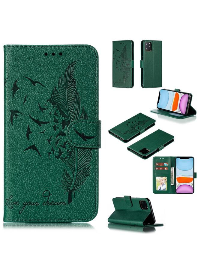 Zaboon Case For iPhone 11 Feather Pattern Litchi Texture Horizontal Flip Leather Case with Wallet & Holder & Card Slots - Image 1