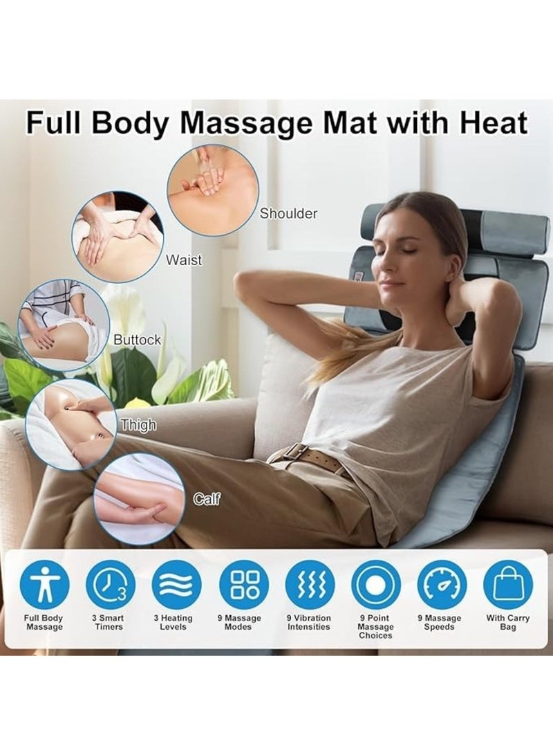 بيج ماكس جهاز تدليك كهربائي كامل الجسم قابل للطي | وسادة تدليك بالاهتزاز للظهر والعنق والقدم ودعم أسفل الظهر – مرتبة وسادة مع مؤقت وشدة قابلة للتعديل للاستخدام المنزلي أو المكتبي (أزرق فاتح، فخم) - Image 3