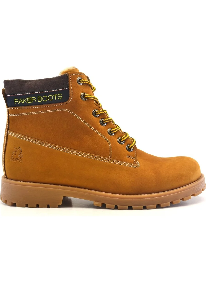 Raker Neson Leather Yellow Zipper Fur Boots