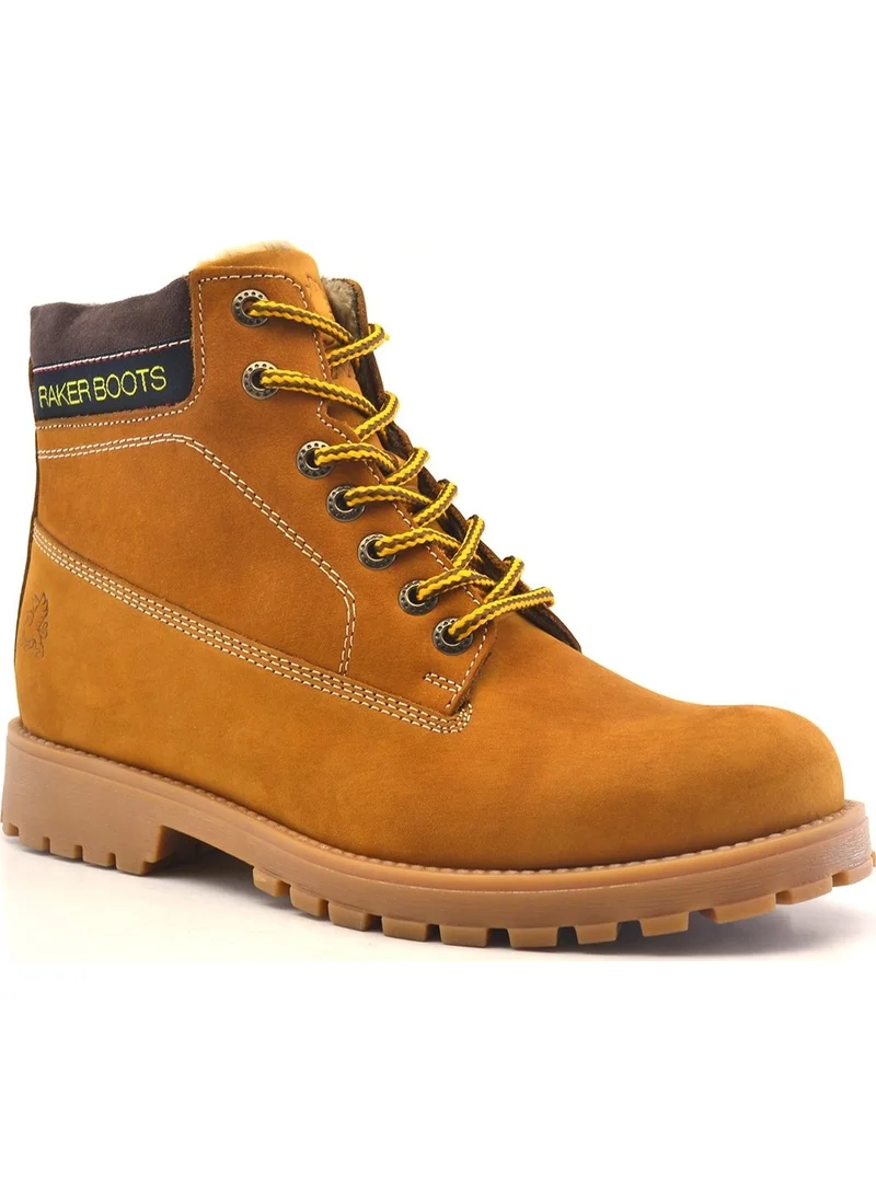 Raker Neson Leather Yellow Zipper Fur Boots