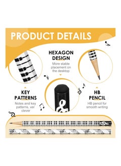 Y&D 50 Pieces Music Pencils Note Piano Keyboard Bulk Wood Gifts Fun for Students Kids Teachers Party Favors Classroom Supplies Black and White 7 Inches  - Image 5