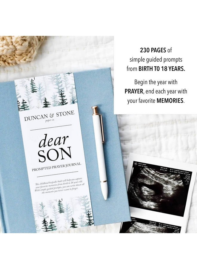 DUNCAN & STONE PAPER CO. Baby Memory Book - Childhood Memory Book For Milestones - Mom and Me Journal w/Prompts, Photos & More - Newborn Keepsake Gifts (Blue,230 Pages) - Image 2