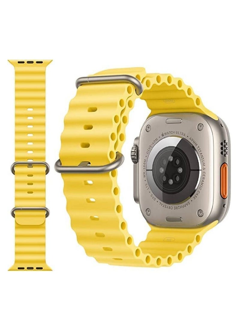 GENNEXT - Sport New Silicone Band Compatible with Smart Watch Ultra Ocean 42/44/45/49mm Strap for iWatch Series Ultra 8 7 6 5 SE Yellow - Image 1
