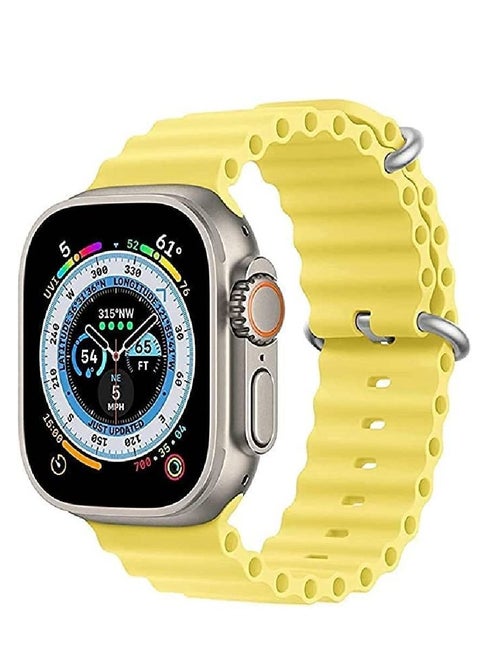 Sport New Silicone Band Compatible with Smart Watch Ultra Ocean 42/44/45/49mm Strap for iWatch Series Ultra 8 7 6 5 SE Yellow