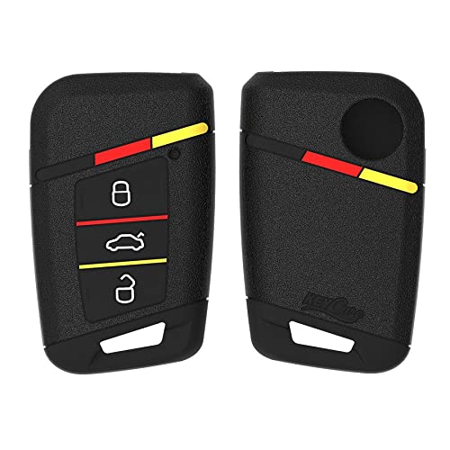 CARMATE Silicone Car Key Cover KC-40 Fit for ( Jetta, Karoq, Octavia, Passat Highline, Superb, Tiguan, T-ROC )-Black - Image 1