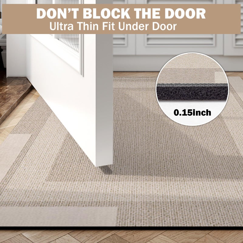 YDKGL Non Slip Bath Mat, Rubber Backing Ultra Thin Bathroom Rugs Fit Under Door Quick Dry Super Absorbent Washable Bath Rug Shower Mat for Bathroom Floor Bathtub Shower Sink, Easy Care Beige 20"x 32" - Image 3