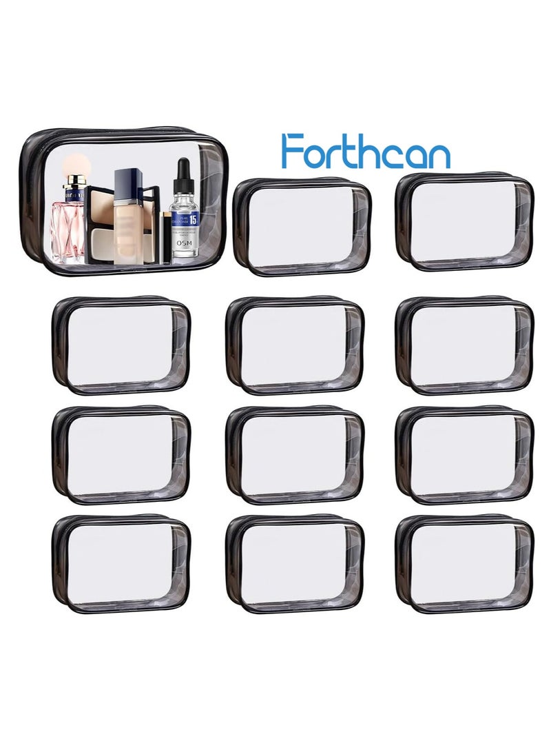 Forthcan 12-Piece Transparent PVC Cosmetic Bag Set for Women, Waterproof Travel Toiletry Bag with Zipper, Clear Toiletry Bags for Airplane, Bathroom, and Travel - Image 1