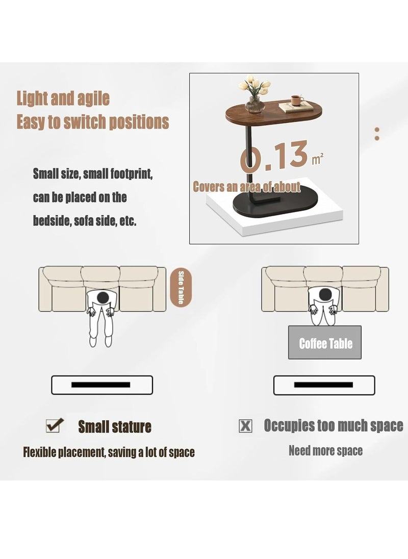 D&L C Shaped Side Table Small Side Table Coffee Table Tea Table End Table Under Sofa Living Room Table Snack Laptop Holder Stable Metal Frame For Bedroom Office Sofa Bed Side Table Easy To Assemble  - Image 3