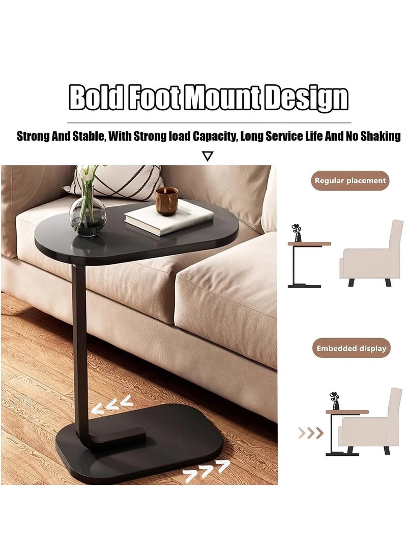 D&L C Shaped Side Table Small Side Table Coffee Table Tea Table End Table Under Sofa Living Room Table Snack Laptop Holder Stable Metal Frame For Bedroom Office Sofa Bed Side Table Easy To Assemble  - Image 5