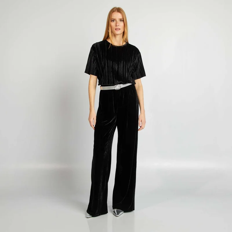 Kiabi Loose-Fit Corduroy T-Shirt Black