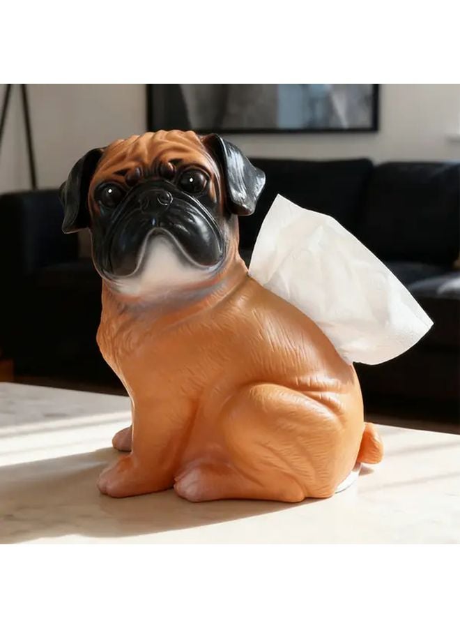 حامل علبة المناديل على شكل كلب لطيف من الراتنج لطاولة المنزل أو المكتب للزينة - Image 5