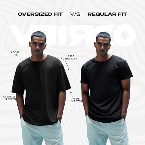 Veirdo® Lilac & Black Oversized Baggy Fit Drop Shoulder Half Sleeves Round Neck Solid Pure Cotton T-Shirt for Men (PO2_OS_100_LL_BK_L) - Image 2