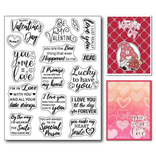 Arbuya Happy Valentine's Day Sentiment Clear Stamps for Card Making or Journaling, Valentines Day Sayings Verses Phrase Silicone Stamps for Journals Scrapbooking Paper Crafts Decoration - Image 1
