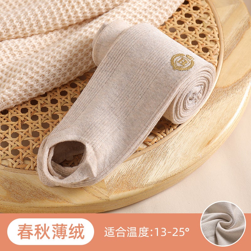 Girls' Leggings Medium Thick And Thin Velvet Vertical Strip Outer Wear Cotton Sanding Baby One-Piece Pants Class A Rubber Band Winter Character - Image 1