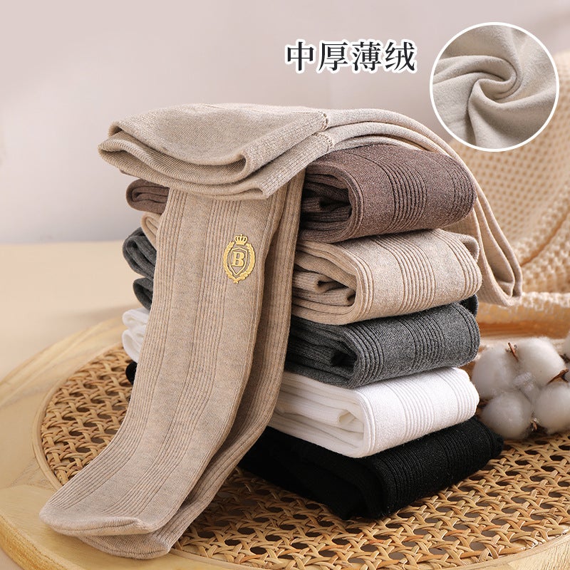 Girls' Leggings Medium Thick And Thin Velvet Vertical Strip Outer Wear Cotton Sanding Baby One-Piece Pants Class A Rubber Band Winter Character - Image 4