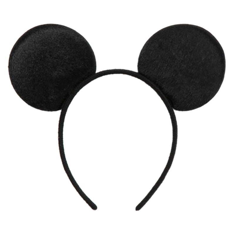 CHuangQi Mouse Ears Headband, Solid Black Plush Ears for Boy & Girl Birthday Party, Party Favors (XC36) - Image 1