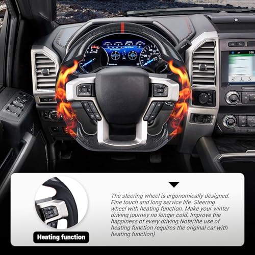 LOSCHEN Full Leather Steering Wheel for F150 Raptor 2015-2020, D-shaped Flat-bottom, Full Nappa Perforated Leather Steering Wheel with Paddle Shifters - Image 5