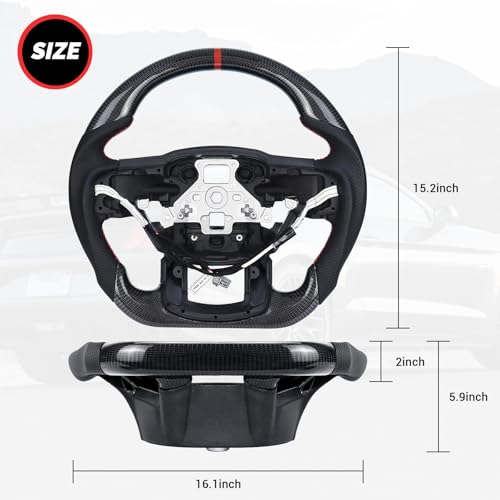 LOSCHEN Full Leather Steering Wheel for F150 Raptor 2015-2020, D-shaped Flat-bottom, Full Nappa Perforated Leather Steering Wheel with Paddle Shifters - Image 2