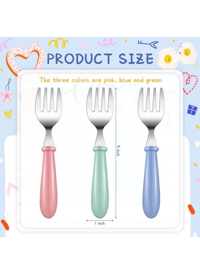 Chumia - 9 Pieces Stainless Steel Toddler Forks Baby Forks Kids Forks For Self Feeding Metal Forks Boys Girls Small Training Forks For Children Cutlery Forks With Round Handle Safe Flatware - Image 1