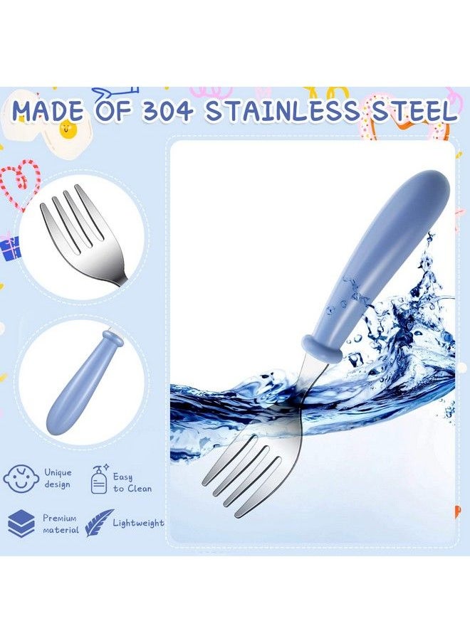Chumia - 9 Pieces Stainless Steel Toddler Forks Baby Forks Kids Forks For Self Feeding Metal Forks Boys Girls Small Training Forks For Children Cutlery Forks With Round Handle Safe Flatware - Image 1