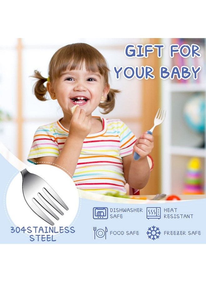 Chumia - 9 Pieces Stainless Steel Toddler Forks Baby Forks Kids Forks For Self Feeding Metal Forks Boys Girls Small Training Forks For Children Cutlery Forks With Round Handle Safe Flatware - Image 1