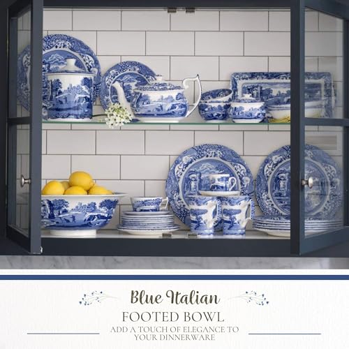 Portmeirion Spode Blue Italian 4.75-Inch Footed Bowl - Decorative Scalloped Edge Serving Bowl with Blue Countryside Design - Elegant Accent Tableware for Salads, Fruit, Sides in Classic Dinnerware Style - Image 2