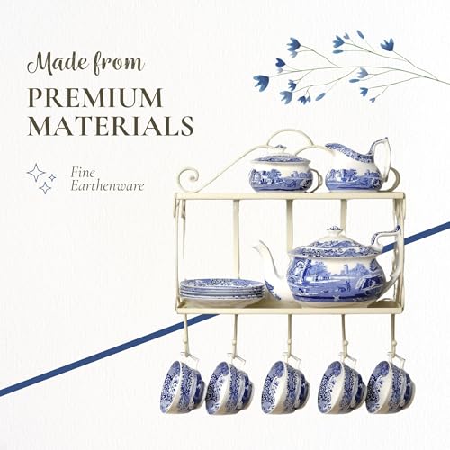 Portmeirion Spode Blue Italian 4.75-Inch Footed Bowl - Decorative Scalloped Edge Serving Bowl with Blue Countryside Design - Elegant Accent Tableware for Salads, Fruit, Sides in Classic Dinnerware Style - Image 4