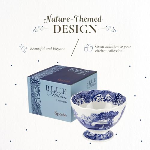 Portmeirion Spode Blue Italian 4.75-Inch Footed Bowl - Decorative Scalloped Edge Serving Bowl with Blue Countryside Design - Elegant Accent Tableware for Salads, Fruit, Sides in Classic Dinnerware Style - Image 3