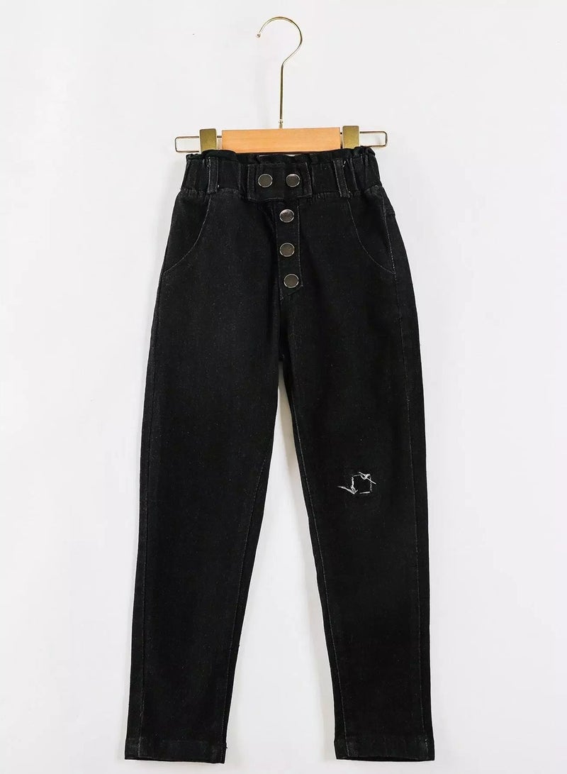 Girls Ripped Slant Pocket Jeans  - Image 1