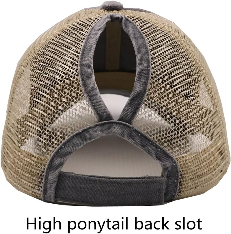 ProMindFun Womens Pony Hat High Ponytail Baseball Cap Girls Messy Bun Caps Camouflage Trucker Bad Hair Day Adjustable Dad Hat - Image 3
