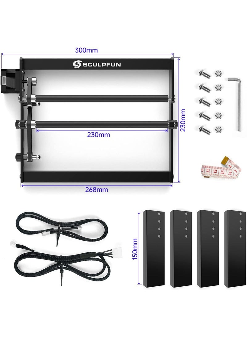 SCULPFUN Laser Engraver Rotary Roller, 360° Y-axis Module for Cylindrical Objects, Cans, Tumbler - Compatible With SCULPFUN S9 C1 iCube Series - Image 2