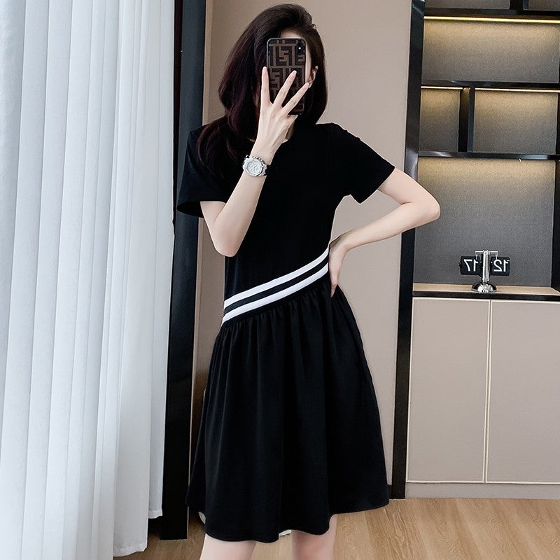 2024 Summer New Midi T-Shirt Dress Plus Size Black