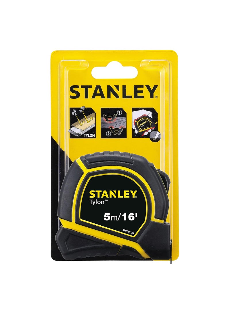 ستانلي شريط قياس قصير من ستانلي تايلون 5 متر/16 قدم × 19 ملم، أصفر وأسود - Image 5