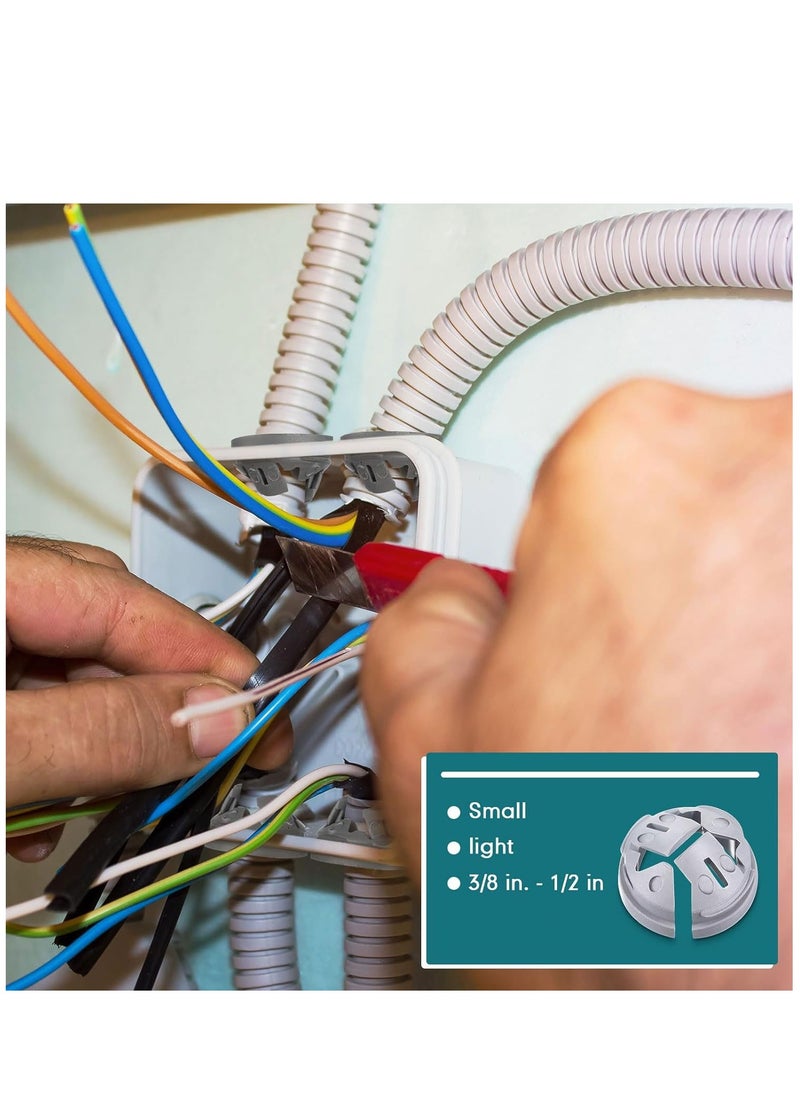 SYOSI Cable Connector Electrical Boxes, 100Unit 24mm Push in Wire Connectors, Conduits & Fittings Connector Junction Box Connector, Non-Metallic Push-Fit Bulk Connectors Gray, for Fits Knockout Hole  - Image 2