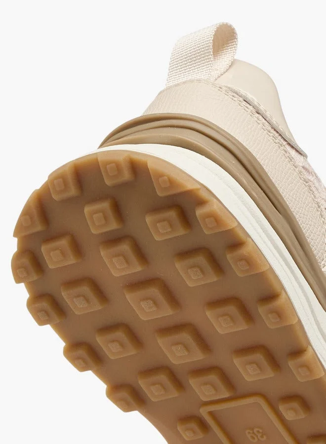 MISSY BEIGE Women Panelled Lace-Up Sneakers with Pull Tab  | Best Price UAE