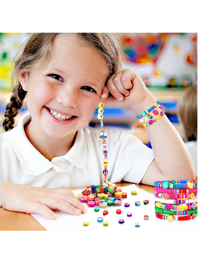 Excefore 360 Pieces Polymer Clay Beads for Jewelry Bracelet Making Kit 24 Styles Preppy Beads DIY Arts and Crafts Kit Include Flower Smiley Face Bead Charms - Image 4