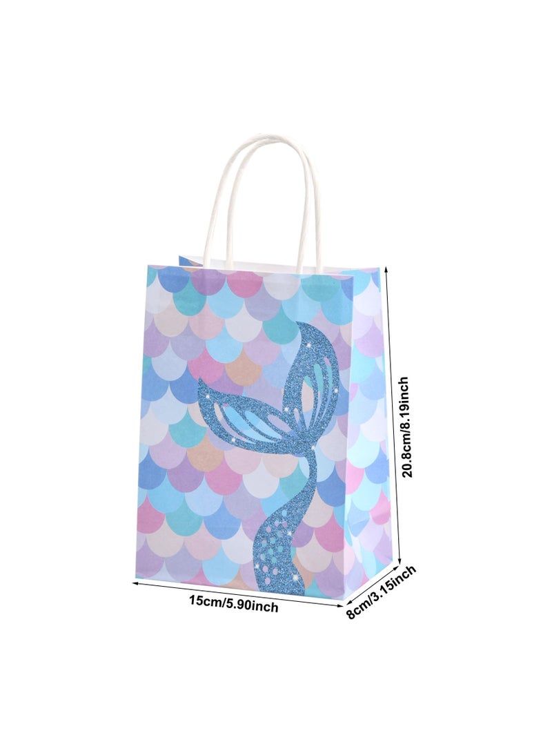 SYOSI Mermaid Paper Party Bags, Small Paper Gift Bags with Handles, Coloured Paper Bags, Present Bag Childrens Kraft Paper Party Bags for Kids Party, Birthday, Wedding, Graduation, Celebration(12pcs) - Image 3
