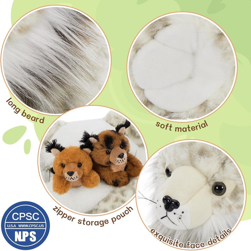 MorisMos Giant Lynx Teddy Soft Toy, 45cm Mom Lynx with 4 Cuddly Baby Inside, Big Fluffly Stuffed Animal, Realistic Large Kawaii Plushy Present for Kids Birthday Deco - Image 4
