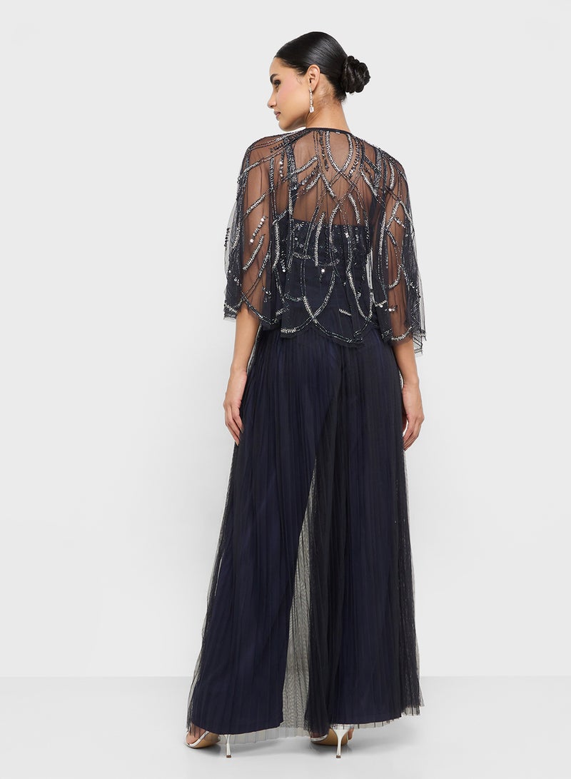 اميليا روز فستان بطبقات وأكمام كاب بتفاصيل شبكية - Image 2