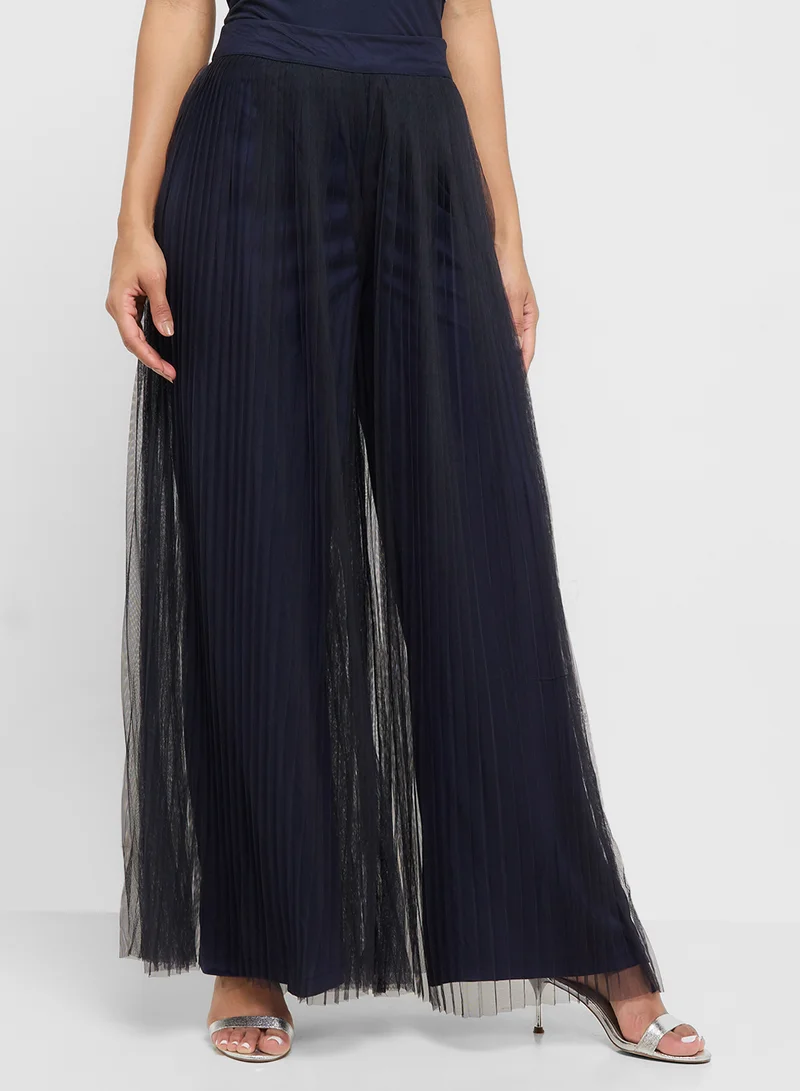 Amelia Rose Cape Sleeve Mesh Detailed Tiered Dress