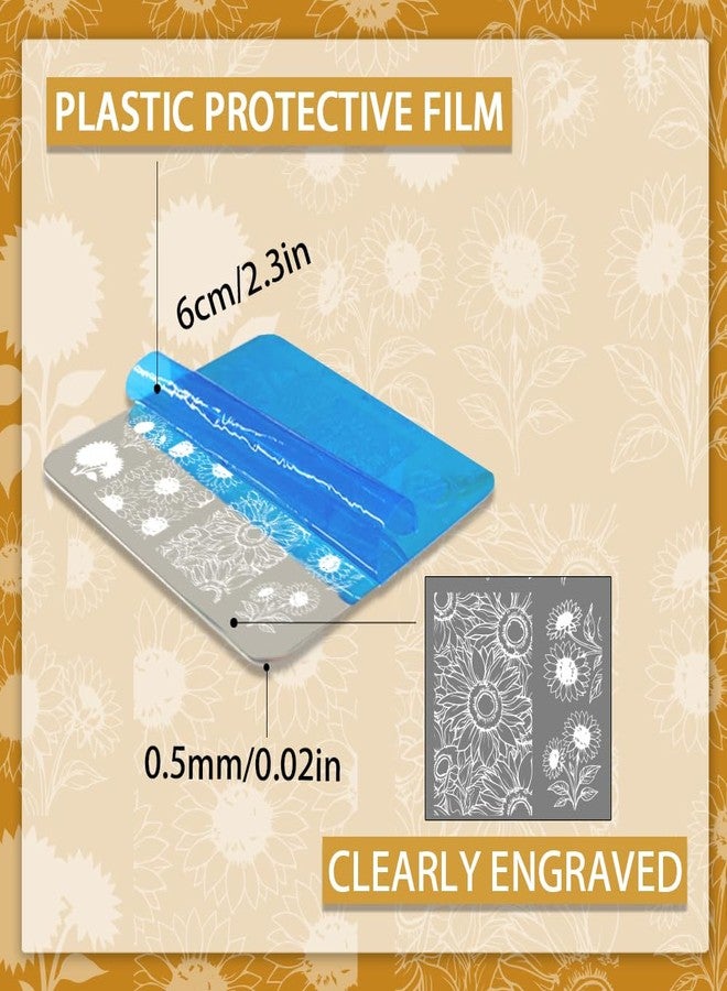 PH PandaHall 9pcs Floral Theme Nail Stamping Plates Sunflowers Nail Art Designs Rose Tulip Manicure Art Stencil Bouquet Nails Design Template with Stamper and Scraper for Manicures Salon Printing - Image 2