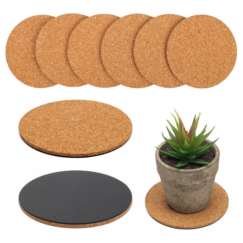 Coitak Coitak 6 Pieces Cork Mat for Plants Round Cork Plant Coasters Mats for Garden Courtyard Pot Mat Indoor Outdoor and DIY Craft Project 4 Inches 4 Inch 