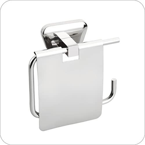 KANJAL Premium Chrome Finish Stainless Steel Toilet Paper Holder | Wall Mounted Bathroom Tissue Roll Dispenser with Cover/Lid | Rust-Proof & Modern Design for Home/Hotel Bathrooms - Image 2