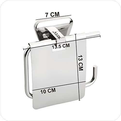 KANJAL Premium Chrome Finish Stainless Steel Toilet Paper Holder | Wall Mounted Bathroom Tissue Roll Dispenser with Cover/Lid | Rust-Proof & Modern Design for Home/Hotel Bathrooms - Image 3