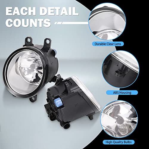 Tutor Auto Left & Right Fog Light Assembly Compatible with Toyota Venza Avalon Camry Corolla Highlander Matrix Prius RAV4 Solara Yaris, Lexus GS350 HS250h LX570 RX350 RX450h 2006-2013 with H11 12V 55W Bulbs - Image 4