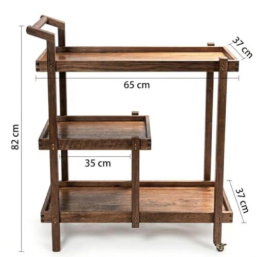 VM DECOR Solid Sheesham Wooden Storage Trolley with Wheels - Multi-Functional Spice Rack, Coffee & Serving Table, Tea Cart, and Wine Trolley - Image 2