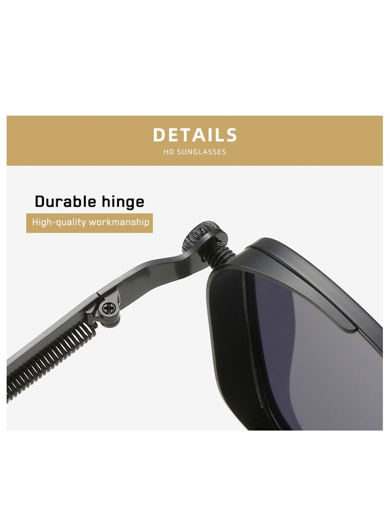 Estelle 2025 Retro Square Frame Steampunk Metal Sunglasses - Unisex Vintage Polarized Sunglasses for Men & Women, UV Protection, Fashionable Sunglass (BLACK RED) - Image 5